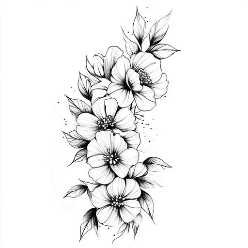 Beautiful flat clipart style tattoo sketch for females