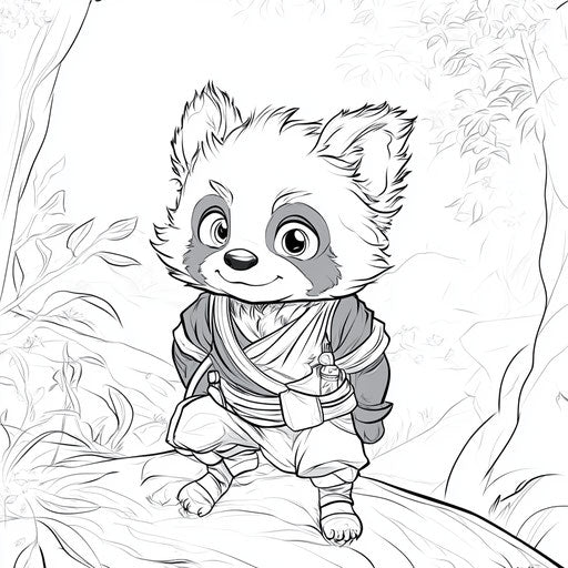 Red panda in anime-inspired coloring adventure