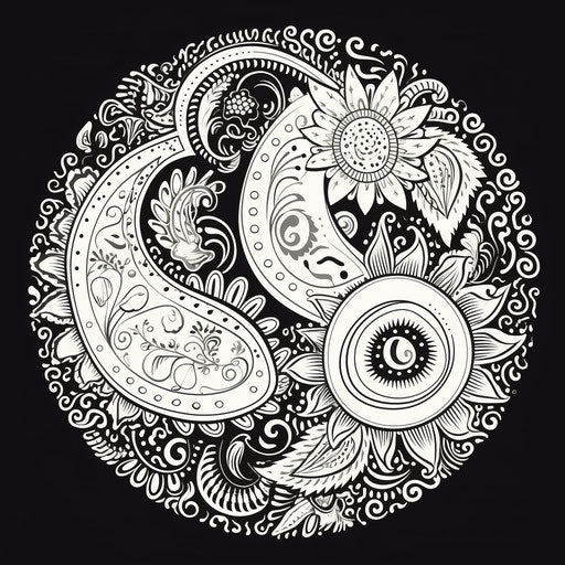Traditional hand drawn yin yang pattern, exquisite black and white