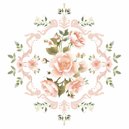 Romantic wedding logo with floral designs and soft pinks