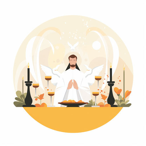 Communion artwork in Minimalist style, on white background