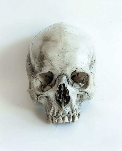 Human skull on white background, grandparentcore, gothcore 25:31