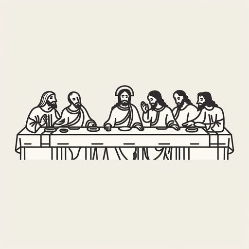 The Last Supper in sharp clipart style and minimalism