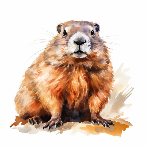 Groundhog clipart in the style of Oil painting, on white background
