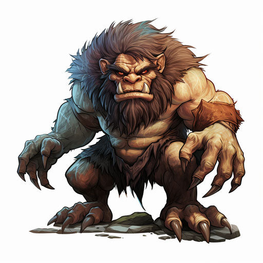Troll clipart in the style of Chiaroscuro Art, on a white background