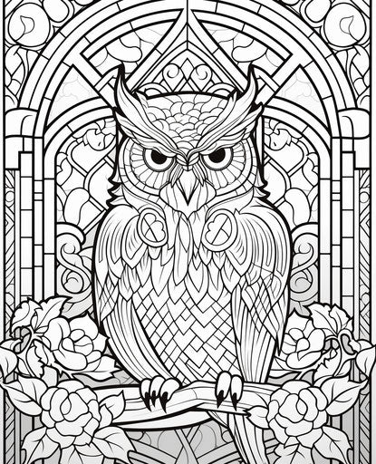 The adult coloring book design owl in hand