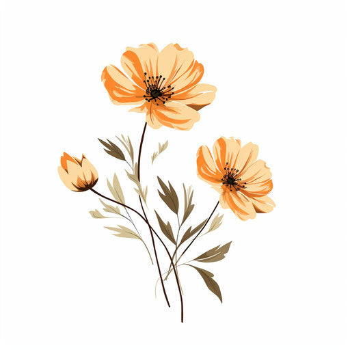 Minimalist flower illustration on white background