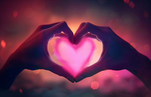 Creation heart symbol pink and black, childlike wonder