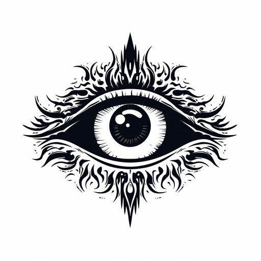 Eye of the allseeing on white background, punk rock and zen minimalism