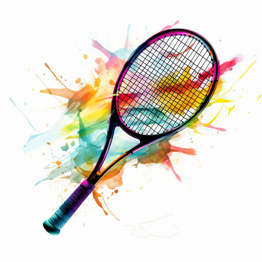 Tennis racket clipart in the style of Chiaroscuro Art on white background
