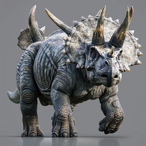 Realistic triceratops clipart on slate grey background