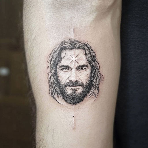 Small face tattoos with a mystical star