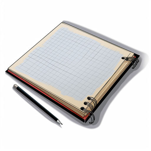 Notebook paper clipart in the style of Chiaroscuro Art, on a white background