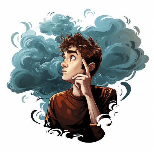 Thought bubble in Chiaroscuro Art style, on white background