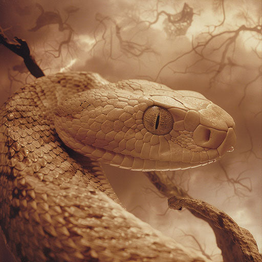 Copperhead snake in a surreal dreamscape