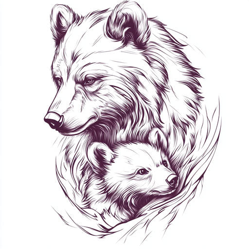 Father tattoo sketch with bear and cub motif