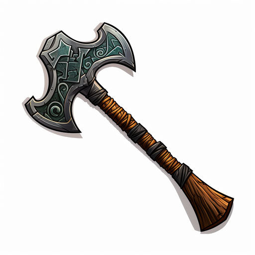 Axe drawing in the Chiaroscuro Art style, on a white backdrop