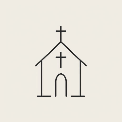 Minimalist church logo with clean lines on white background