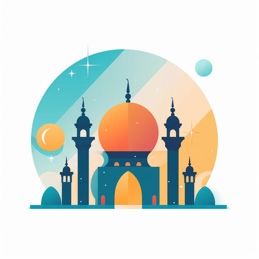 Ramadan clipart in Minimalist style, on white background