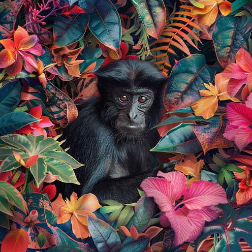 Spider monkey in vibrant jungle