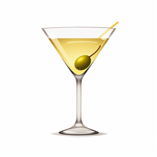 Minimalist martini glass clipart on white background