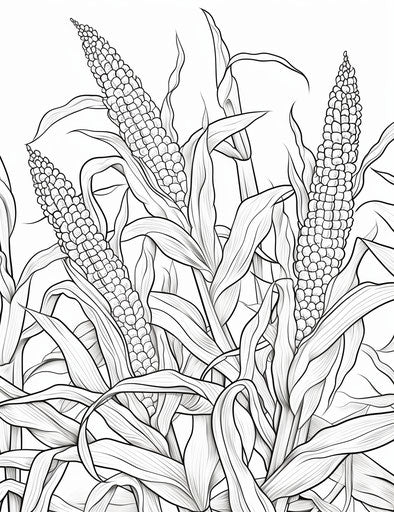 Corn coloring pages for kids, in the style of mesmerizing colorscapes
