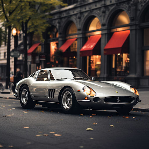 Classic silver sports car