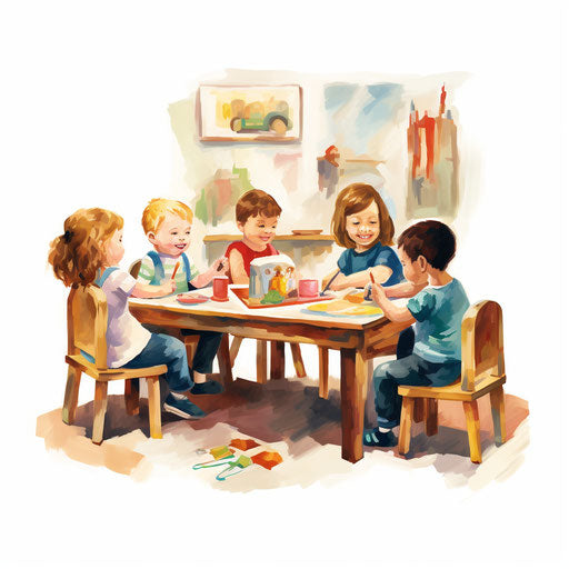 Daycare clipart in the style of Oil painting