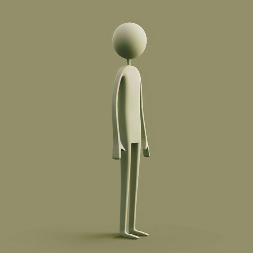 Stick figure artwork with realistic olive background