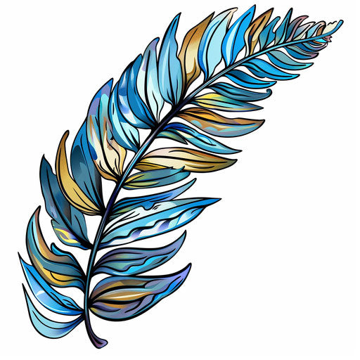Vibrant tattoo sketch of a silver fern
