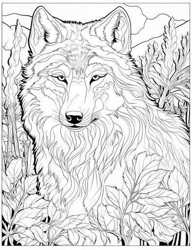 Wolf coloring pages with detailed illustrations