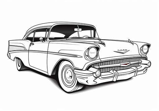 Chevrolet Bel Air car coloring pages, in the style of stencil art, transfer 33:23