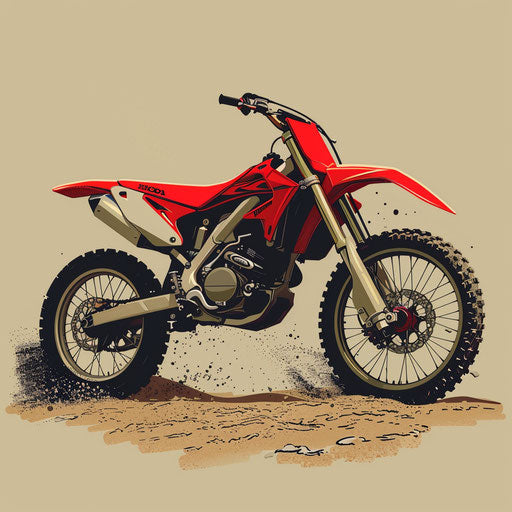 Realistic dirt bike on abstract background, high contrast