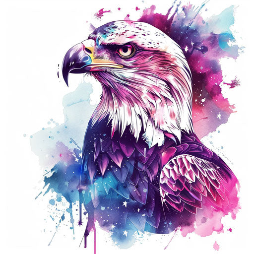 Surreal eagle tattoo blending cosmic and nature