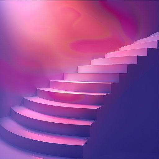Steps clipart with flat random background, ethereal glow