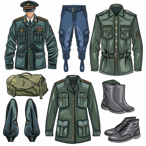 Realistic uniform clipart with flat random background