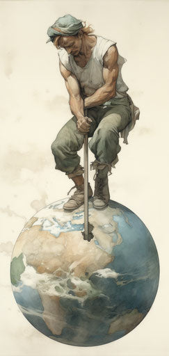 Graceful balance of Earth on man