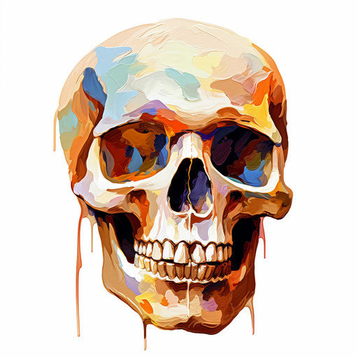 Skull in Impressionistic Art on white background