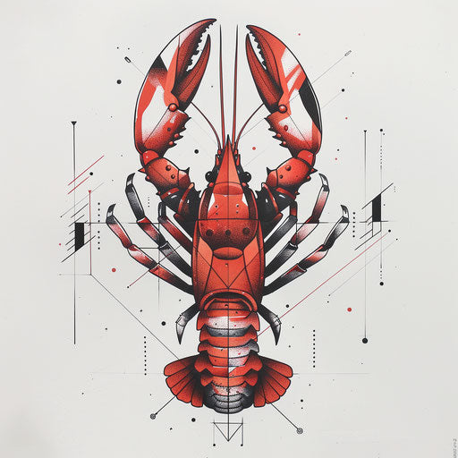 Abstract lobster sketch formed by geometric shapes