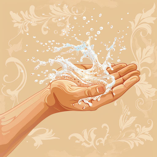Handwashing clipart on flat beige background