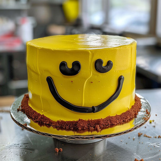 Yellow cake with a happy face