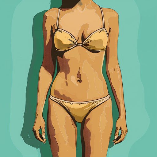 Realistic bikini clipart on flat turquoise background