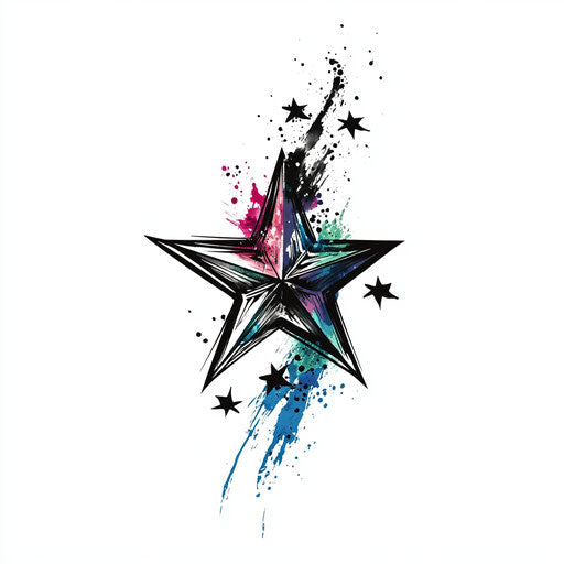 Radiant Star Tattoo On Hand Tattoo Art Set