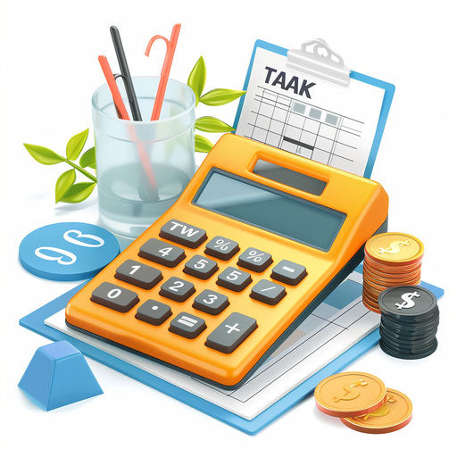 Realistic tax clipart on white background with dynamic lighting