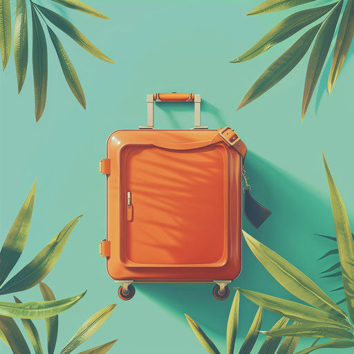 Realistic travel clipart on a flat, serene aqua background