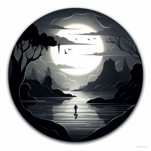 Round clipart in the style of Chiaroscuro Art, on white background