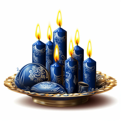 Hanukkah illustration in the style of Chiaroscuro Art, on a white background