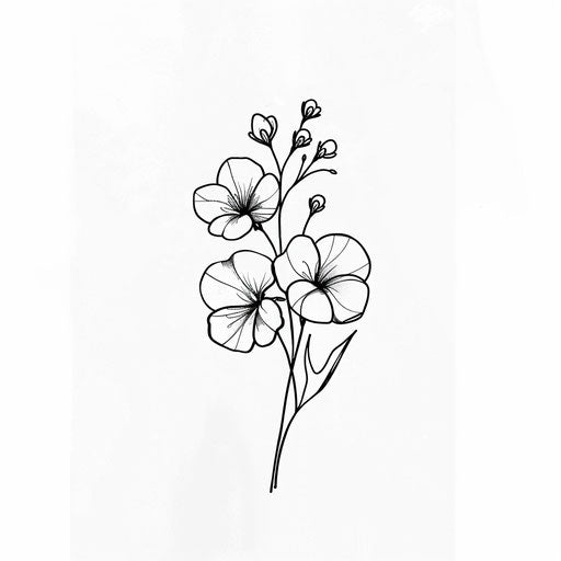 Minimalist tattoo sketch of a flower bouquet