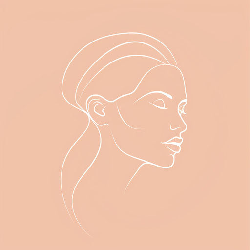 Contemporary beauty logo with clean, geometric lines and soft peach background