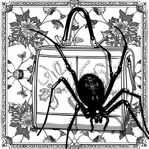A black widow in a glamorous high-fashion scene